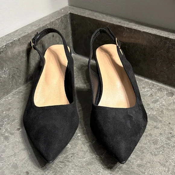Chic Black Suede Slingback Heels for Women - Picture 2 of 9